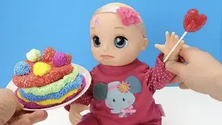 Сюрприз НЕСЪЕДОБНЫЙ ПЛАСТИЛИН  Слайм #Кукла Беби Элайв Лепит Радужный Торт Кушает Играет Как Мам