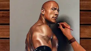 The Rock realistisches Portrait in Öl (Dwayne Johnson)