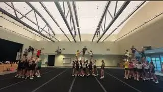 Cheer pyramid practice for camp dance two