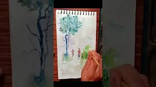 watercolor scenery shorts #shorts #viral #youtubeshorts #viralshorts  #ytshorts