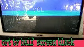 crt tv half  screen black