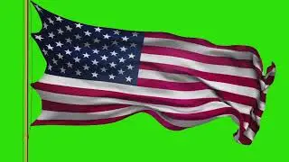 Green Screen: USA Waving Flag  Chroma Key Full 1080p HD