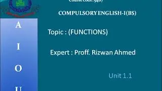 Compulsory English-1(9407, 1423) | Program 01 | Function | AIOU