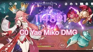 THIS IS WHAT F2P  MIKO LOOKS LIKE|| C0 YAE MIKO DMG|| NO FOOD BUFF|| قوة ياي ميكو || GENSHIN IMPACT