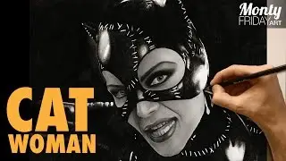 Catwoman Charcoal Drawing - Hyper Realism #09