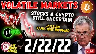 Bitcoin LIVE : 2/22/22! BTC Held On, Stocks Volatile. Not Out of the (Cathie) Woods Yet!