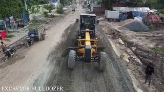 OMG!!!Motor Grader Clearing Skill , Longest Clearing Gravel Making New Road