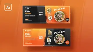 Illustrator Tutorial  | Simple Web Banner Design With Grunge Texture | Food Restaurant