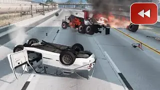 Reverse Cars vs Giant Bulge – BeamNG Drive#32