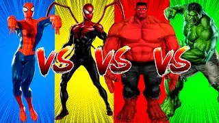 SUPERHERO COLOR DANCE CHALLENGE Spider-Man vs Ultimate Spider-Man vs Red Hulk vs Hulk