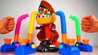 Pop Tube Marble Run Race ASMR # 10 ☆ T-Rex Likes It Wild ☆ Creative Healing Sound Machine Build