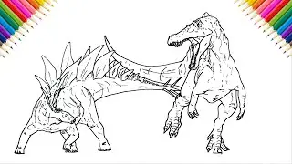 How to Draw Stegosaurus vs Spinosaurus | Jurassic Park