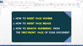 Page number starting from a specific page | Remove Page Number from the first page of your document.