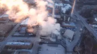 Cold morning sunrise flight around the MU CHP plant.