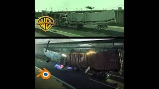 SIDE BY SIDE comparison - The Matrix trucks crash made in Blender