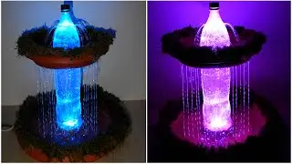 How to make Rainbow Fountain from plastic Bottle very easy  / led rainbow fountain