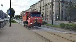 Полив трамвайных путей / КамАЗ / МКДУ-10 / Питер