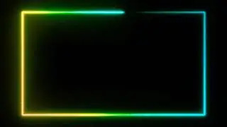 Multi Color Neon Light Rectangle Frame | Glowing Border | Template | Black Screen | After Effects