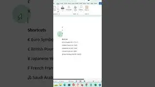 SHORTCUT KEYS - Currency Symbol shortcuts 