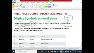 HTML LECTURE - 48 | Display Symbols on Html Page| Display mathematics, technical symbols (
