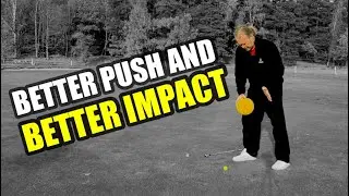 The big ball can help us understand how to push through the ball with the club…