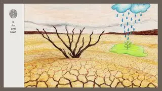 How to draw world water day poster/ Draw dry landscape/ Dry scenery easy drawing/ step by step