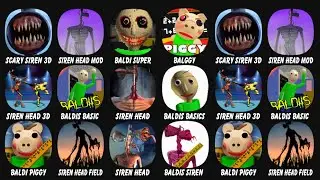 Scary Siren Horror 3D, Siren Head Mod, Baldi SUper Extra Scary Mod, Balggy, Siren Head Robot 3D...