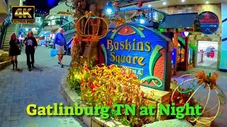 Walking Tour to Gatlinburg TN at Night 4K