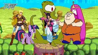 MUGEN - Twilight Sparkle (A), Yang and Juri Han Vs. MVC Peter Griffin, Princess Bubblegum and Kang