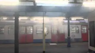 Tube Train on fire at South Kensington Tube Station in London 8th November 2013