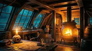 Sleeping on a Pirate Ship ⛈️ Rain on Window & Creaking Wood | Relaxing ASMR Loop