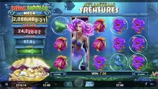 Big wins on the Atlantean Treasures Mega Moolah plus a near miss on the jackpot