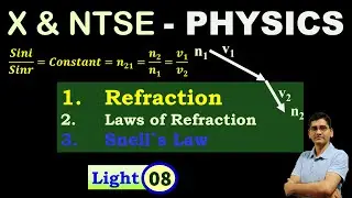 X_Sc_Ch_10_8 Refraction and Snell's Law│ Laws of Refraction │ Light reflection & refraction class 10