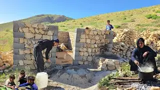 Nomadic life in the Zagros Mountains: Building stone houses and cooking in pristine nature Iran🏔️🔥🏡