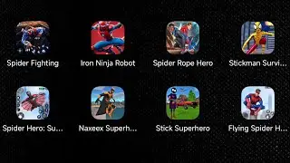 Spider Fighting, Iron Ninja Robot, Spider Rope Hero, Stickman Survival Hero Spider, Spider Hero...