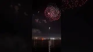 The start of new year's eve fireworks in French Quarter, New Orleans