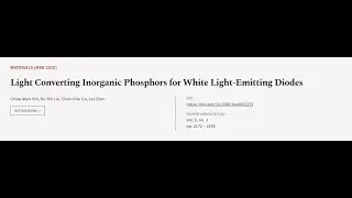 Light Converting Inorganic Phosphors for White Light-Emitting Diodes | RTCL.TV