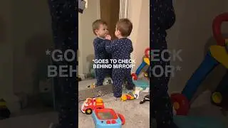 Baby notices reflection for the first time 🤣