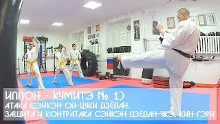 Иппон-кумитэ № 1) Атака Сэйкэн ой-цуки дзёдан. Защита и контратака Сэйкэн дзёдан-укэ, Кин-гэри