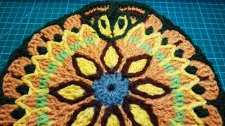Ч.7 Ряды 24-26 коврика БАБОЧКА в технике overlay crochet по МК Евгении Тыченко