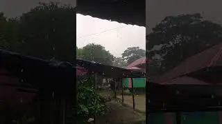 Heavy rainfall in village. 