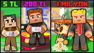 HASAN SPENDS A DAY WITH 5 TL, ALI WITH 200 TL, EFEKAN WITH 1 MILLION DOLLARS! 😂 -Minecraft