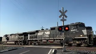 BNSF 5881 Military Train With 2 NSs North - Carrolton Road Railroad Crossing, Escalon CA