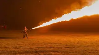 Ww2 Flamethrower firing at night