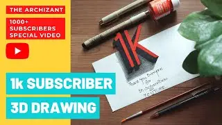 1K SUBSCRIBERS 3D DRAWING!  How To Draw 1K In 3D - 3D Trick Art On Paper | The ArchiZant