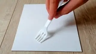 Simple Plastic Fork for Abstract Painting | Acrylic on Mini Canvas | Work #112