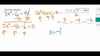 Using the Quadratic Formula to Solve 3x^2 6=4x