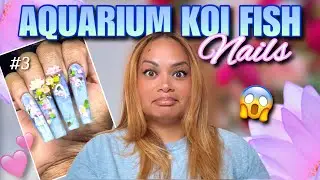 AQUARIUM KOI FISH NAILS 🎏🪷 HARD BUILDER GEL NAILS