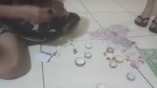 my cousin making a journal