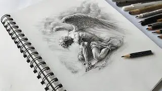 How to draw a realistic angel | Fallen Angel pencil art | Time-lapse  